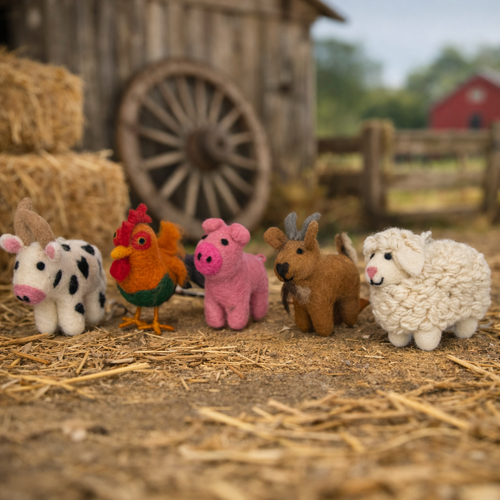 Farm Animal Felt Ornaments Collection