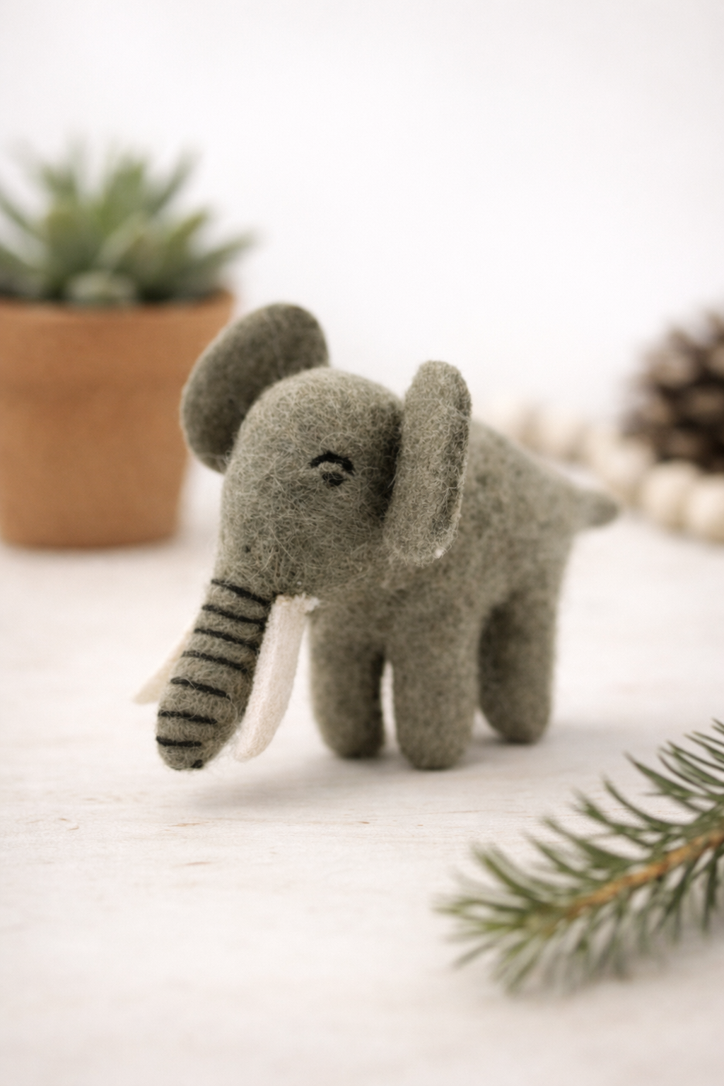 Handmade Felt Elephant Ornament
