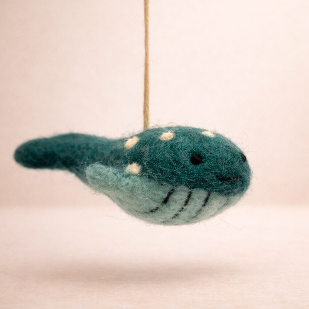 Handmade Felt Whale Ornament
