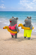Mr & Mrs Hippo Beach Couple Felt Ornaments