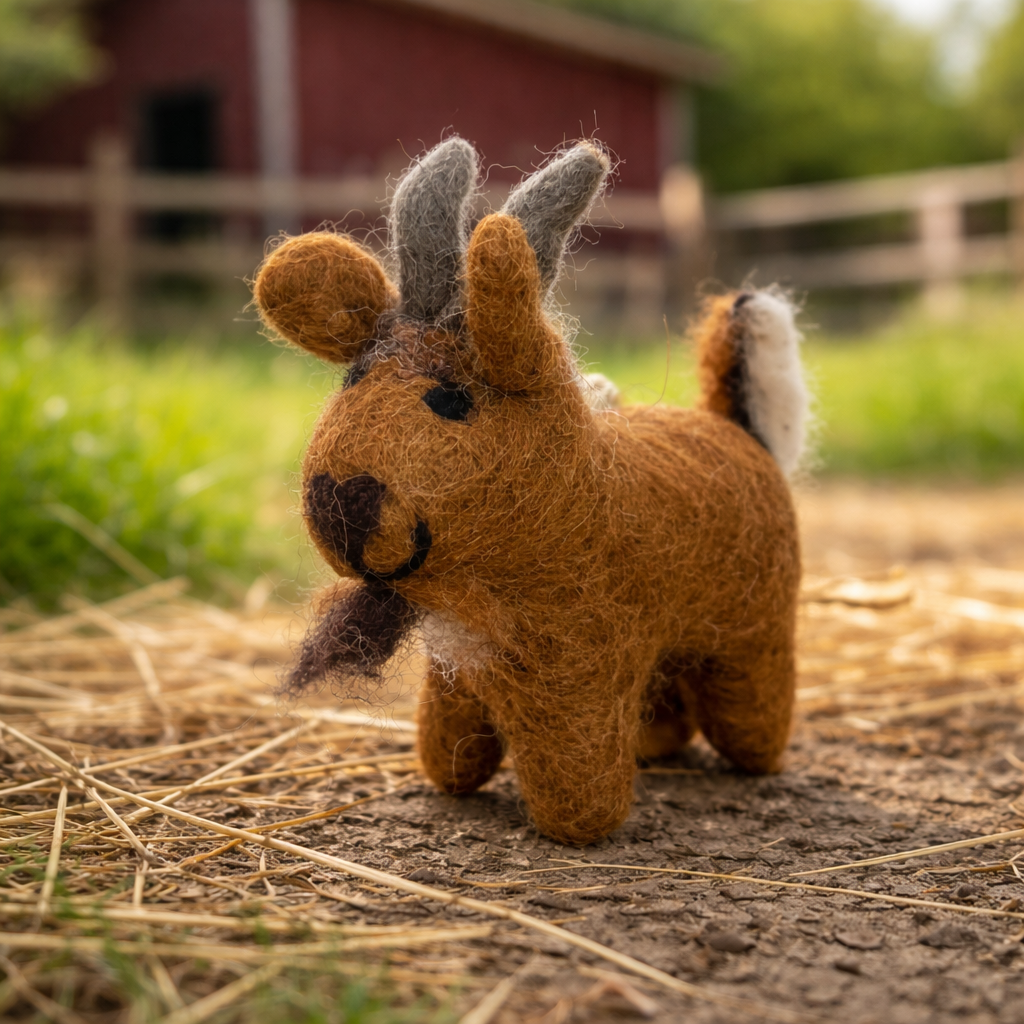 Handmade Wool Felt Goat Ornament