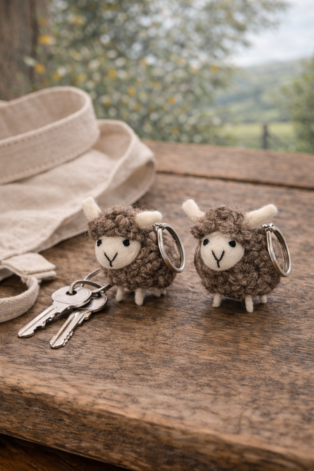 Felt Sheep Keyring – Handmade Wool Accessory
