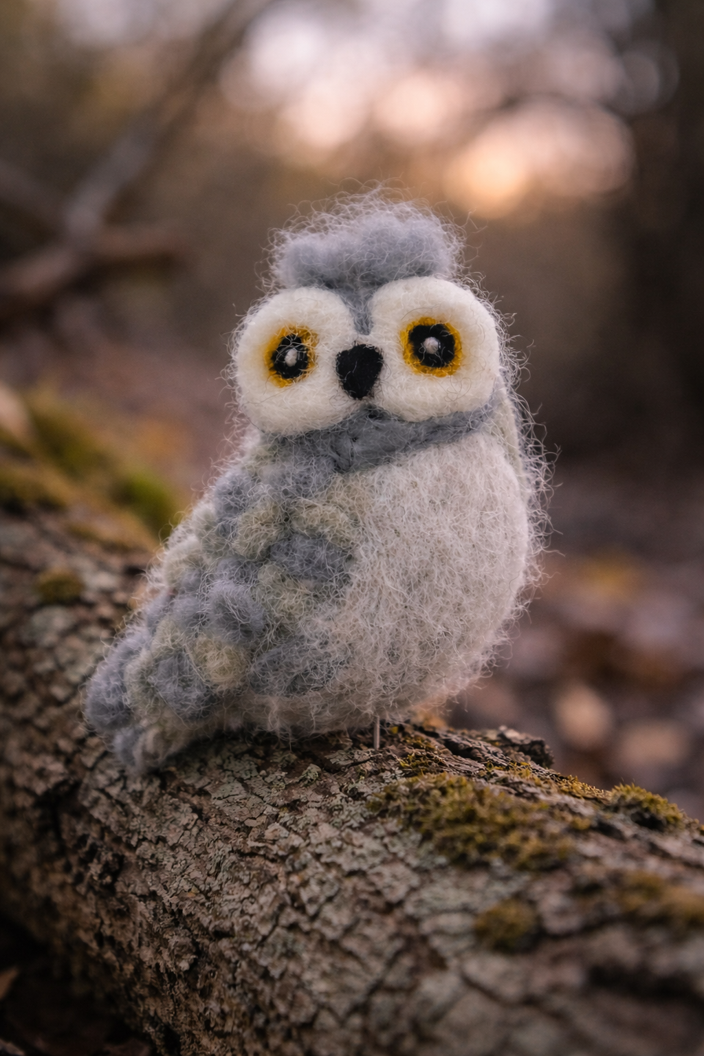 Grey “Hootie” Owl Felt Hanging Ornament