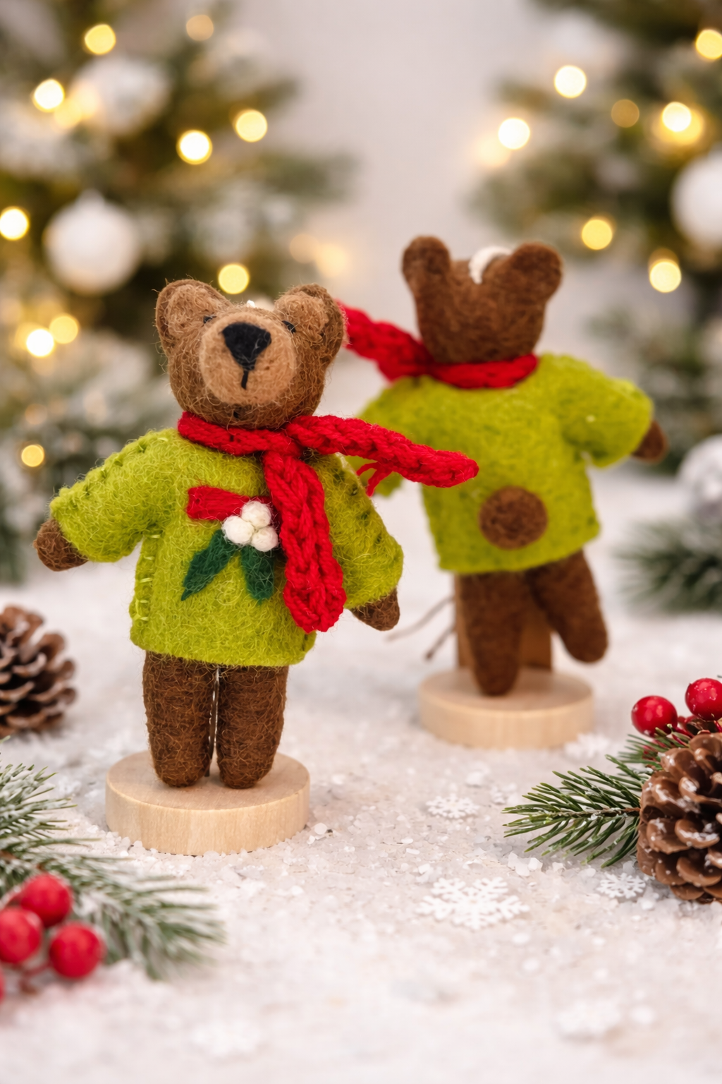 Holiday Bear – Handmade Felt Christmas Ornament