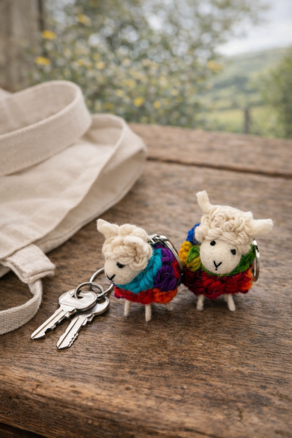 Felt Sheep Keyring – Handmade Wool Accessory