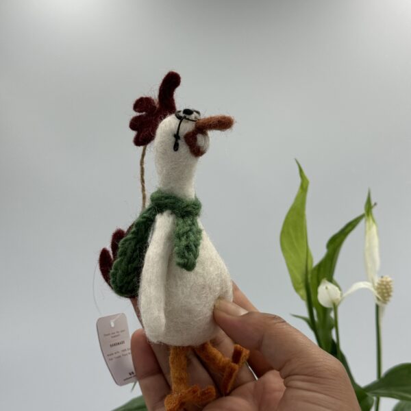 Fair-Trade Handmade Quirky Chicken Ornament with Glasses - Image 6