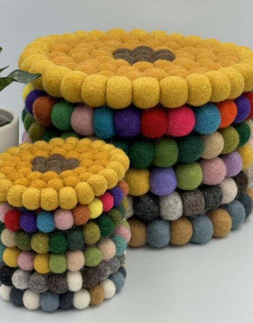 Fair-trade Handmade Felt Ball Large Coasters