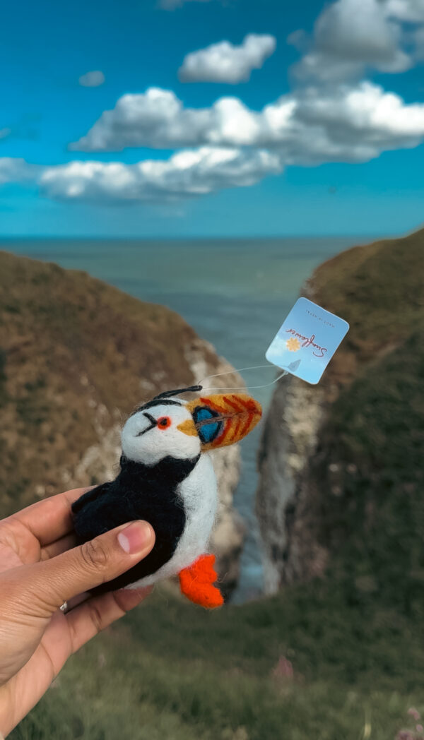 Fair-Trade Handmade Felt Puffin Ornament - Image 3