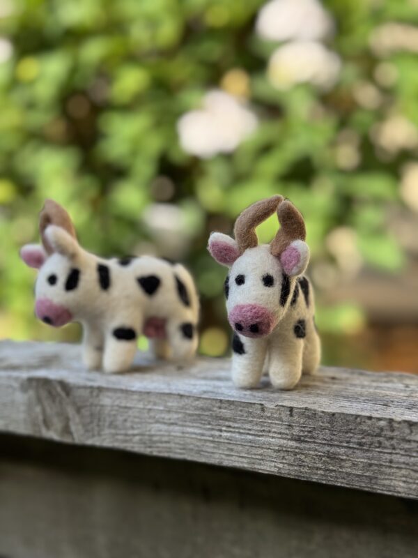 Fair-Trade Handmade Felt Cow Ornament – Spotted Cow - Image 2