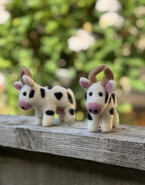 Fair-Trade Handmade Felt Cow Ornament – Spotted Cow