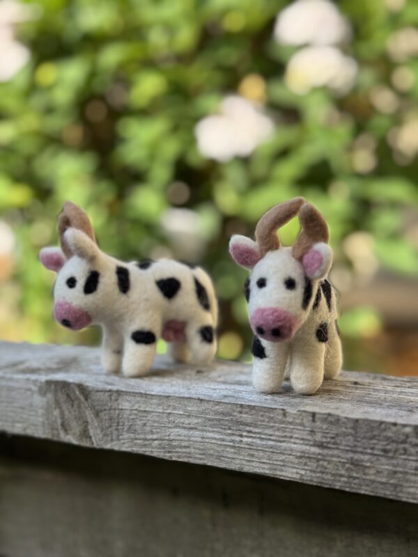 Fair-Trade Handmade Felt Cow Ornament – Spotted Cow