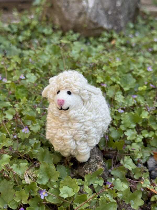 Fair-Trade Handmade Felt Sheep Ornament with Curly Wool - Image 2