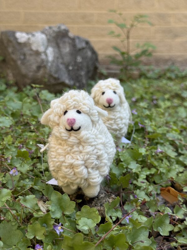 Fair-Trade Handmade Felt Sheep Ornament with Curly Wool - Image 3