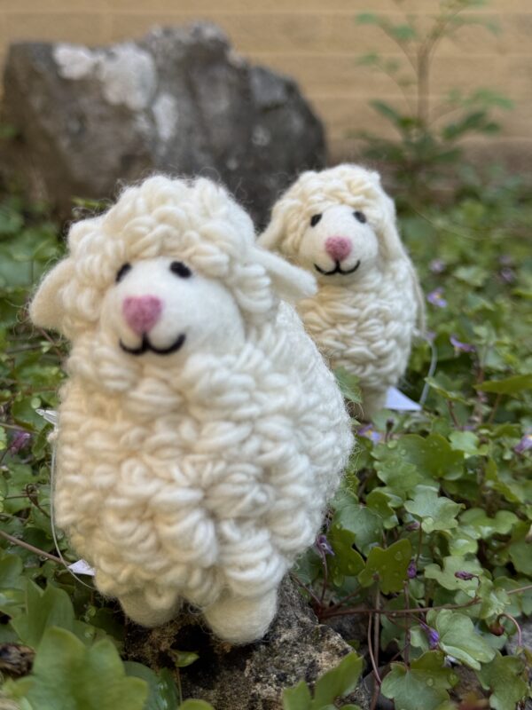 Fair-Trade Handmade Felt Sheep Ornament with Curly Wool - Image 4