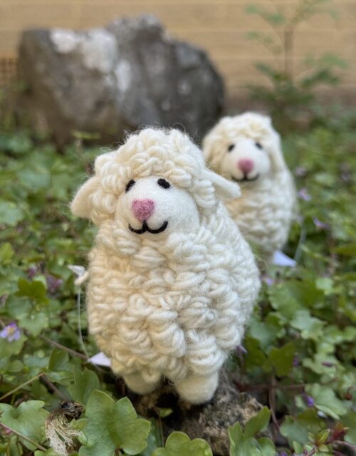 Fair-Trade Handmade Felt Sheep Ornament with Curly Wool