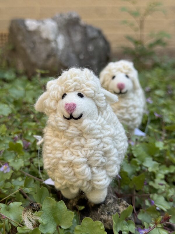 Fair-Trade Handmade Felt Sheep Ornament with Curly Wool