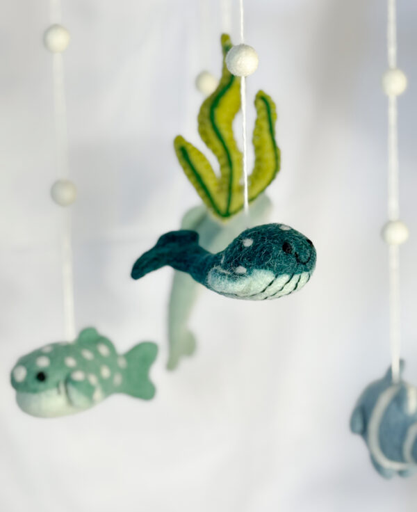 Fair-Trade Handmade Felt Ocean Mobile – Aquatic Sea Animal Nursery Decor – Ethical Gift for Baby or Ocean Lovers - Image 3