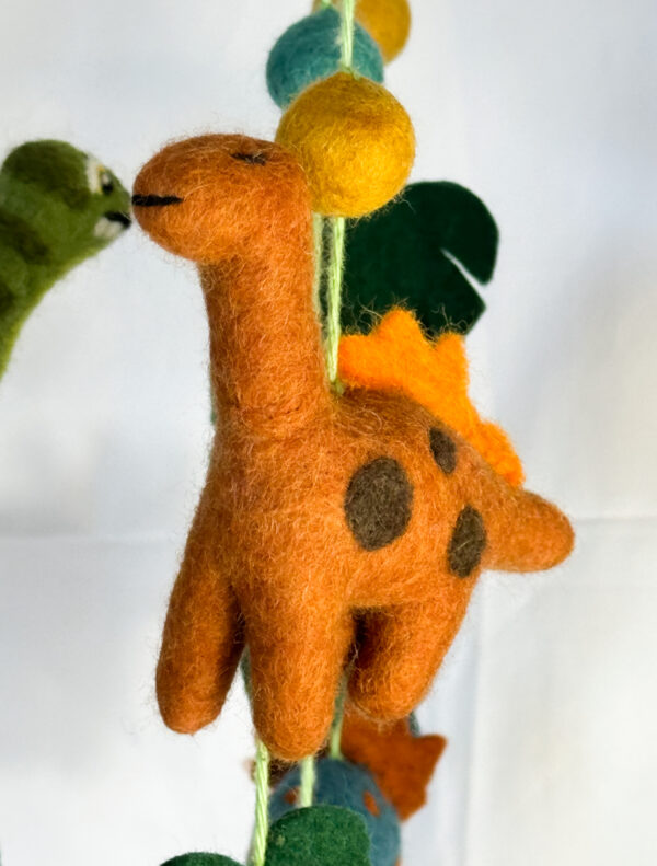 Fair-Trade Handmade Felt Dinosaur Mobile – Colorful Dino Nursery Decor – Ethical Gift for Baby or Dinosaur Lovers - Image 7