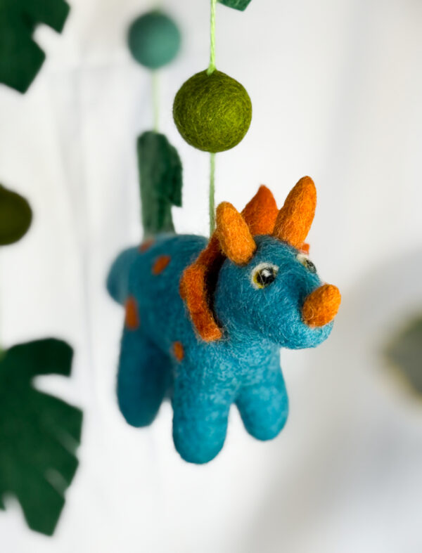 Fair-Trade Handmade Felt Dinosaur Mobile – Colorful Dino Nursery Decor – Ethical Gift for Baby or Dinosaur Lovers - Image 6