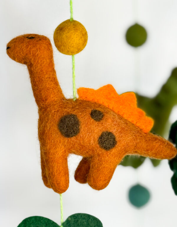 Fair-Trade Handmade Felt Dinosaur Mobile – Colorful Dino Nursery Decor – Ethical Gift for Baby or Dinosaur Lovers - Image 3