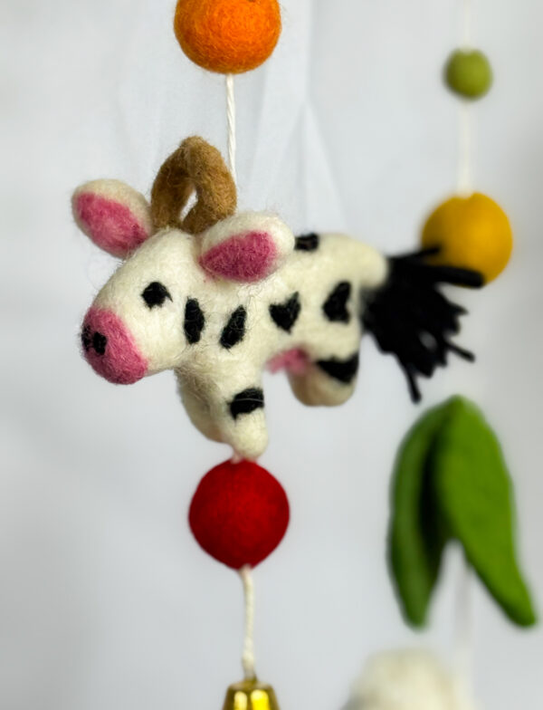 Fair-Trade Handmade Felt Farm Animal Mobile – Colourful Baby Nursery Decor – Ethical Gift for Newborn or Animal Lovers - Image 5