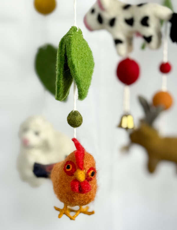 Fair-Trade Handmade Felt Farm Animal Mobile – Colourful Baby Nursery Decor – Ethical Gift for Newborn or Animal Lovers - Image 7