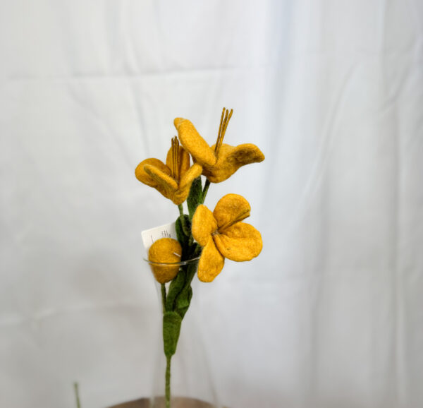 Fair-Trade Handmade Felt Yellow Freesia Stem – Golden Felt Blooms – Sustainable Floral Accent - Image 2