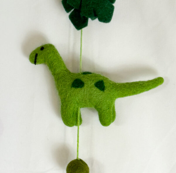 Fair-Trade Handmade Felt Dinosaur Hanger – Colorful Wool Dino Decor – Ethical Nursery or Playroom Wall Hanging - Image 6